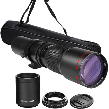 500mm/1000mm f/8 Manual Super Telephoto Lens for Canon EOS Rebel T7 T8i 5D IV 6D II 90D T100 SL3