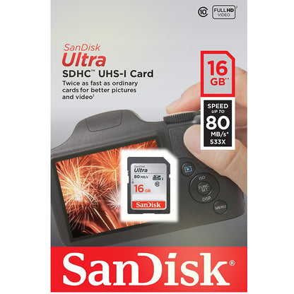 5 Packs SanDisk Ultra 16GB Class 10 SDHC UHS-I Memory Card up to 80MB/s  SDSDUNC-016G-GN6IN