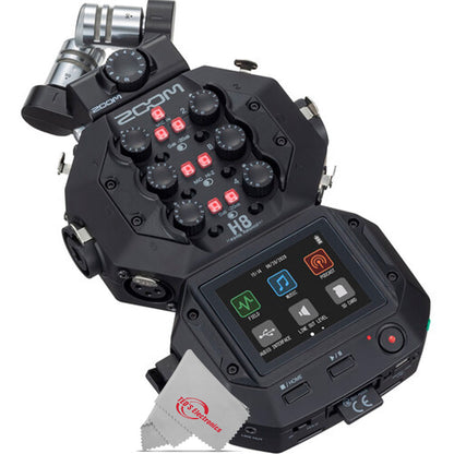 Zoom H8  8-Input / 12-Track Digital Handy Audio Recorder For Field Recording Music And Podcasting with 2x Vidpro Professional Wired XLR Lavalier Microphone XM-L2