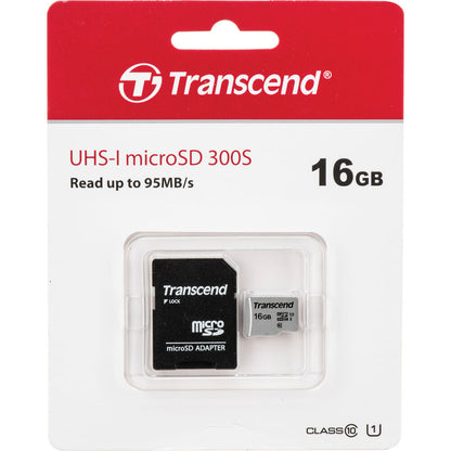 5 Packs Transcend 16GB MicroSD 300s 95MB/s Class 10 Micro SDHC Memory Card with SD Adapter