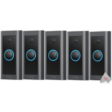 5x Ring 1080p Wired HD Video Doorbell Black