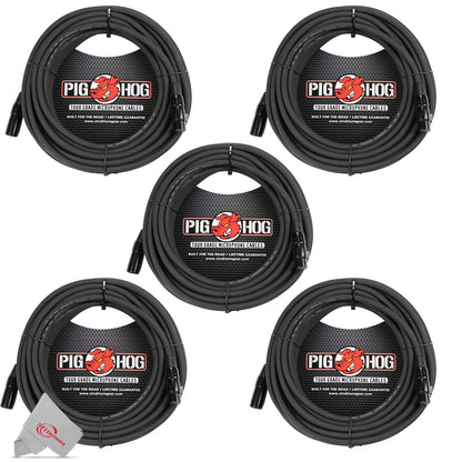 Pig Hog 8mm XLR Microphone Cable Male to Female 30 Ft Fully Balanced Premium Mic Cable  - 5 Units