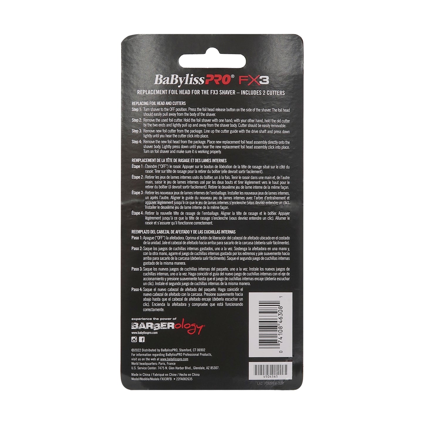BaByliss Pro FX3 Professional High-Speed Foil Shaver Black #FXX3SB with BaByliss Pro FX3 Replacement Foil Head for FX3 Shaver #FXX3RFB and Barber Apron