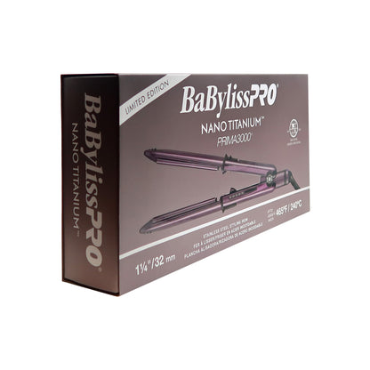 BaByliss Pro Porcelain Ceramic Gift Box (Dryer, Waver, Curling Iron) BPPP7 with LIMITED EDITION Nano Titanium Prima 3000 1¼" Flat Iron Midnight Purple BNTP3000TUC Bundle