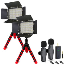 2-Person Wireless Lavelier Microphone Set 60 ft Range 2.4GHz Crystal Clear Audio + Powerfull LED Video Light on Triopod Best Bundle for Vloggers YouTubers and For Professional Zoom Google Skype Meetings