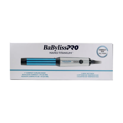 Babyliss Pro Nano Titanium 1" Compact Full Power Curling Wand with 3 Heat Settings #BNTMWUC