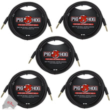 Pig Hog Black Woven Tour Grade Instrument Cable 1/4" to 1/4"  Straight 10ft , PCH10BK - 5 Units