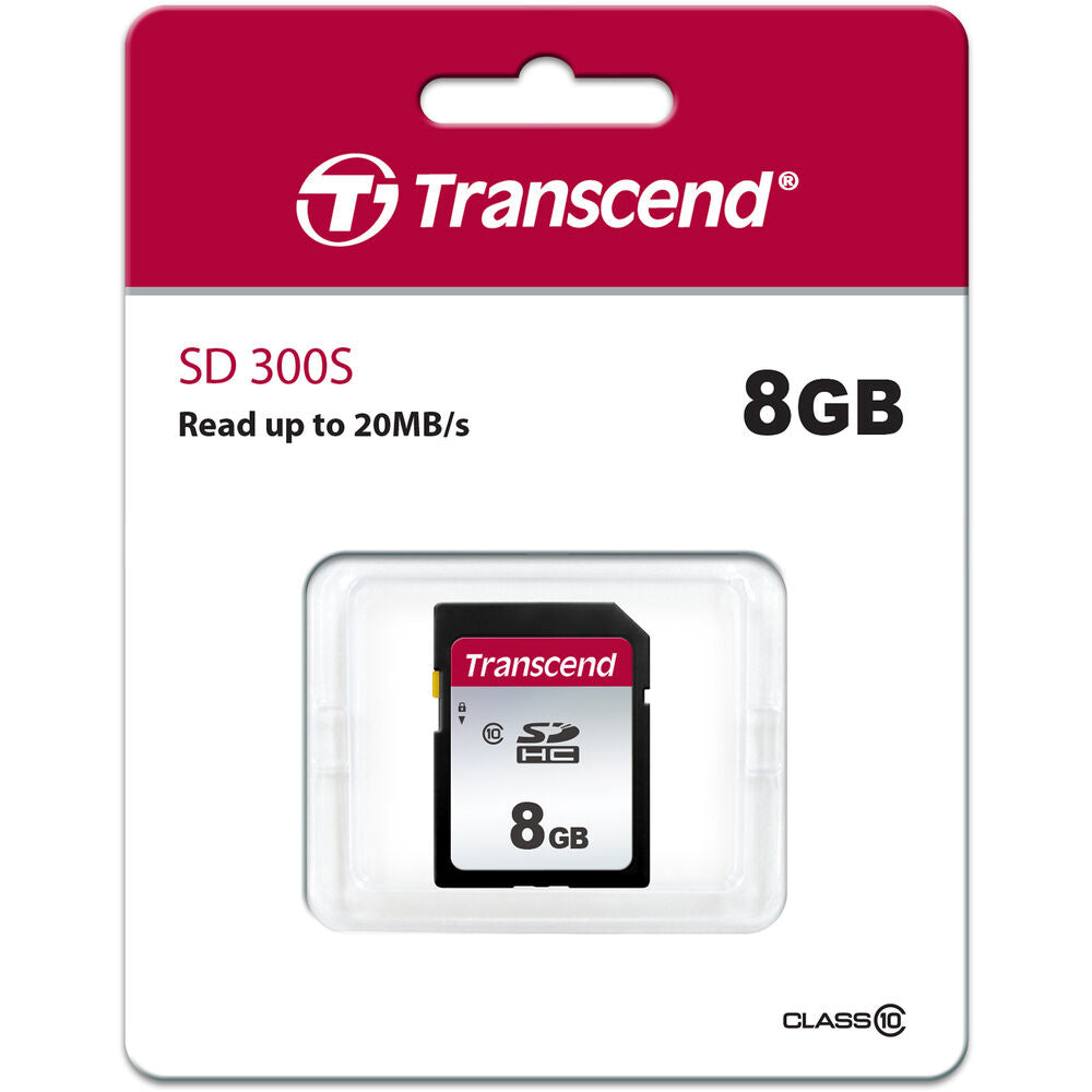 2x Transcend 8GB TS8GSDC300S SDHC Memory Card with Memory Card Holder