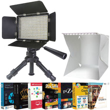Mini Product Photography Studio Includes Super-Powerfull 330 bead LED Light on Tripod + 11-Inch Collapsible Lightbox + Photo Editing Softwares